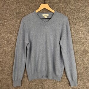 Cashmere Williams  V Neck Sweater Men's Medium Blue Long Sleeve 100% Cashmere